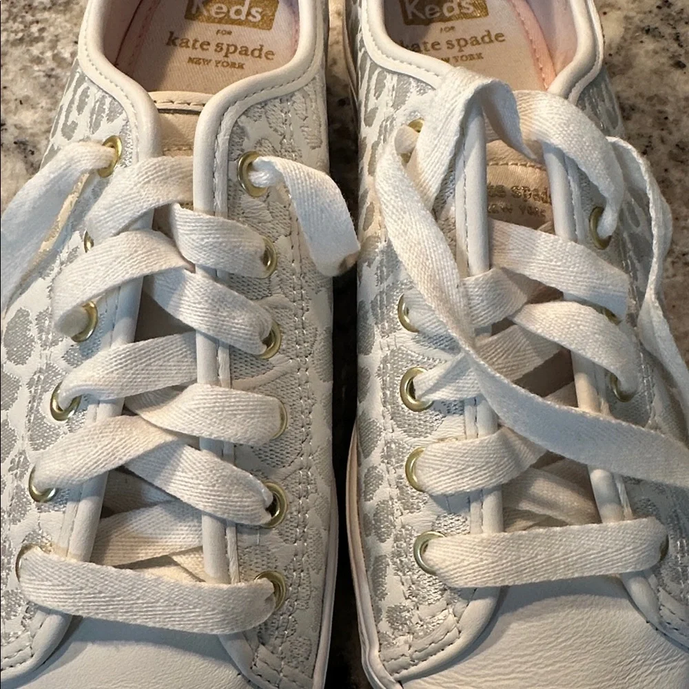 Kate Spade White embroidered leopard Patterned Sneakers